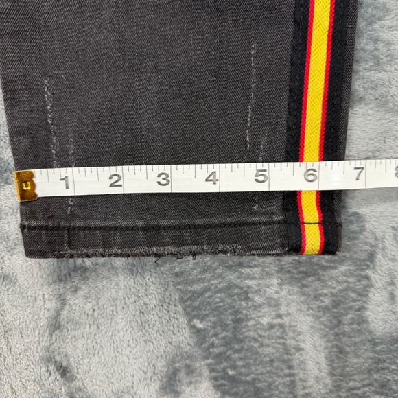 Kilogram Mens Distressed Paint Splatter Fade Side Stripe Jeans Black Size 36X31 - Picture 6 of 10